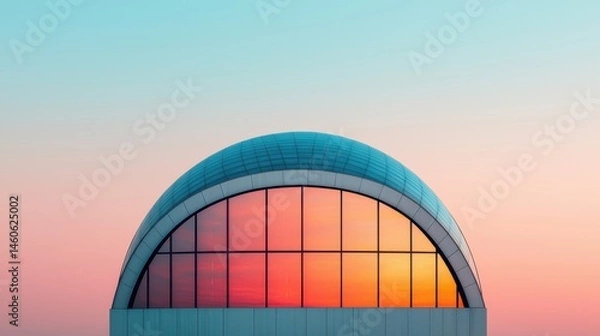 Obraz Modern Architectural Structure with Colorful Sunset Reflection