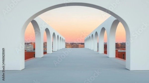 Obraz Serene Architectural Archways with Modern Design at Sunset