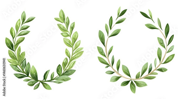 Fototapeta Collection of Laurel Wreaths for Awards - Elegant Wreath Designs for Certificates and Achievements