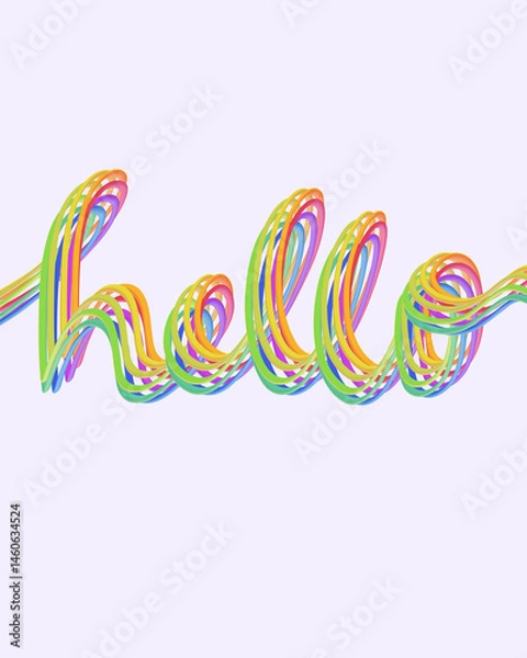 Fototapeta grafity of hello with rainbow arrows textured for greeting card