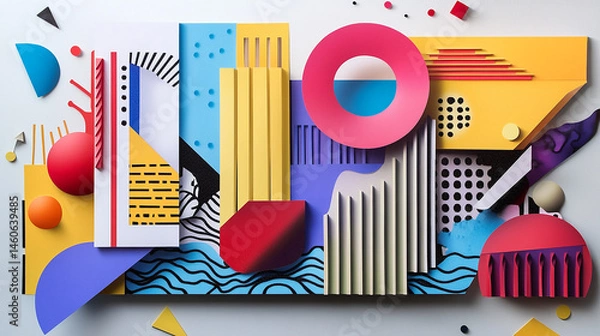 Fototapeta Art exhibit with colorful vector