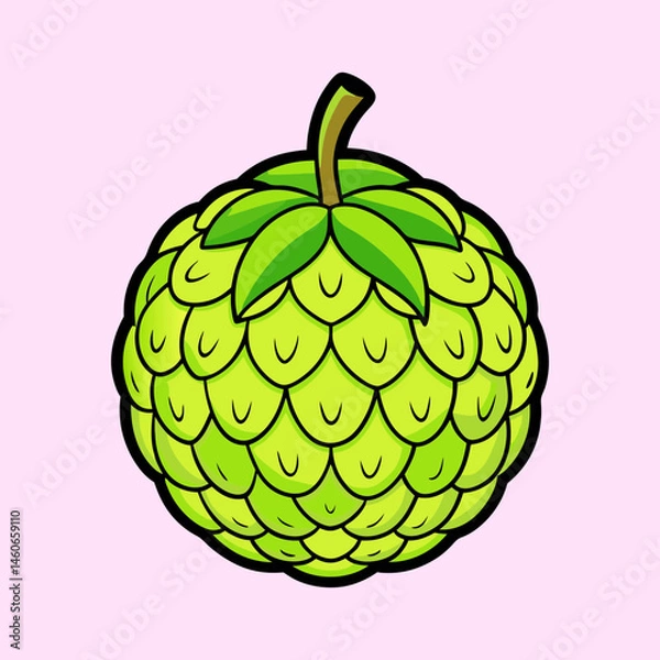 Obraz A vibrant illustration of a cherimoya fruit a tropical delicacy with a unique texture and sweet flavor