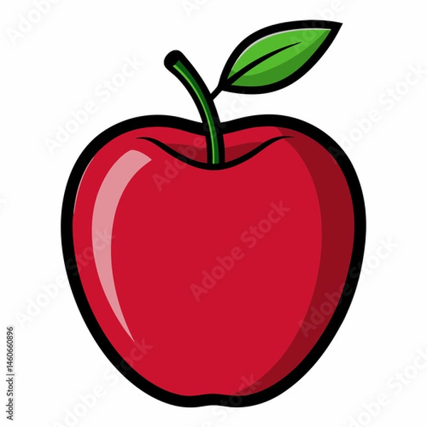 Fototapeta A Red Apple Illustration A Vibrant Cartoon Style Image of a Single Apple