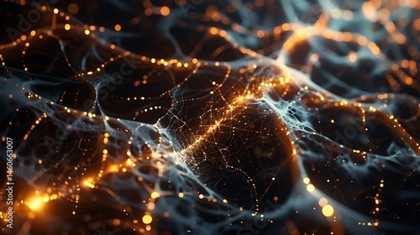 Fototapeta Neural network visualized as a complex web of glowing synapses.