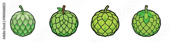 Obraz Four Varieties of Sugar Apples or Sweetsops on a White Background