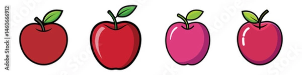 Obraz Four apples with varying shades of red and pink color scheme
