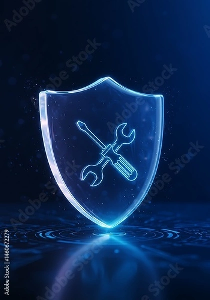 Fototapeta Security Shield Showing Repair Tools on Digital Surface