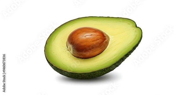 Fototapeta Sliced Avocado with Seed Isolated on White Background