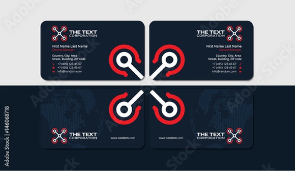 Fototapeta dark business card template with red drone