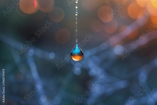 Fototapeta Macro Photograph of a Water Droplet on a Spiderweb