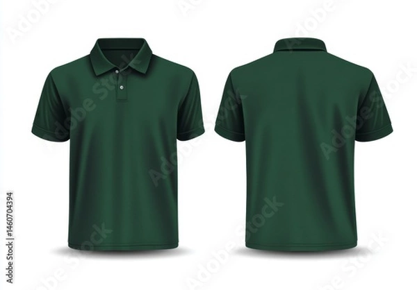 Obraz Dark green polo shirt mockup front and back views