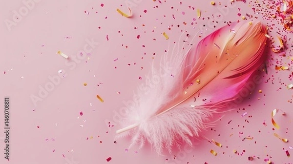 Fototapeta Feather Mother's Day Background: Weaving Tender Whispers, Sketching a Romantic Picture of Maternal Love's Tenderness Dancing with Feather's Lightness