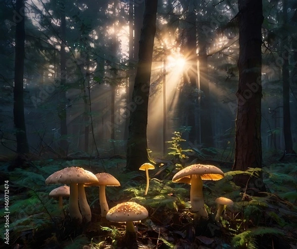 Obraz mushrooms in the forest