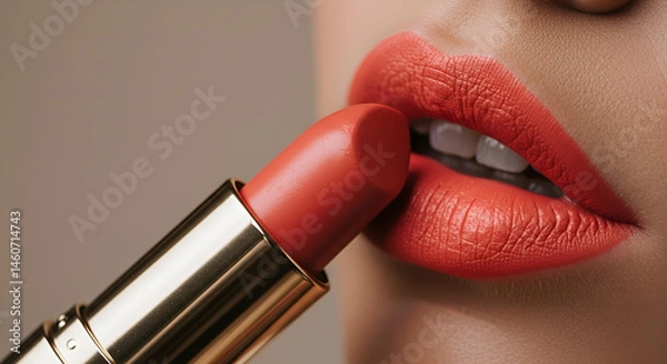 Obraz red lipstick and lips