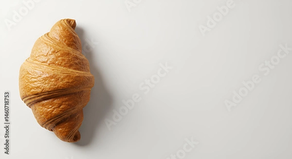 Obraz The golden croissant on pure white background with copy space 
