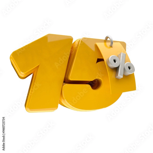 Obraz 3d render 15 percentage font yellow