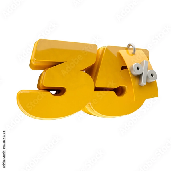 Obraz 3d render 35 percentage font yellow