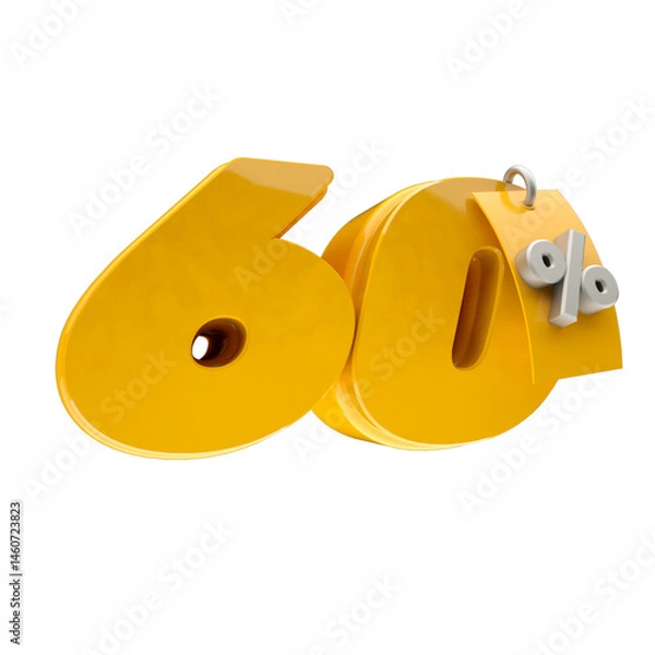 Obraz 3d render 60 percentage font yellow