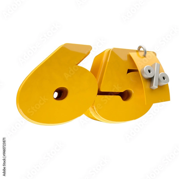 Obraz 3d render 65 percentage font yellow