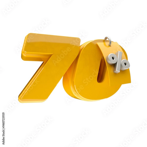Obraz 3d render 70 percentage font yellow