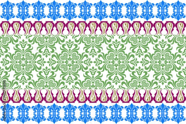 Obraz seamless pattern with flowers Vector illustration of oriental pattern ceramic tile mosaic uzbek islamic oriental pattern arabic decorated with green flowers
