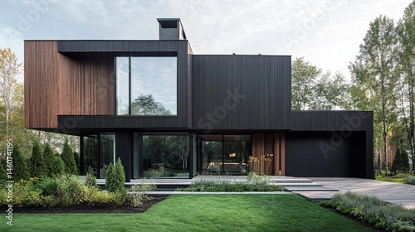 Fototapeta front view of modern style elegant house mockup design.ai 
