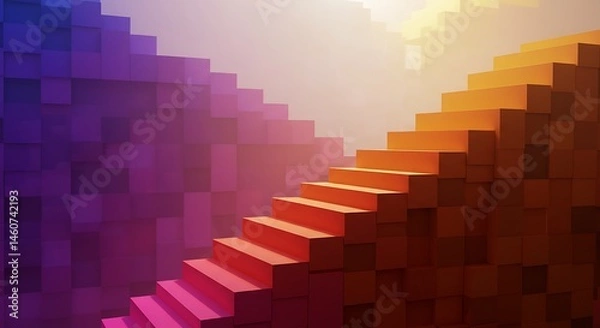 Obraz 3D cubes stacked as infinite stairs