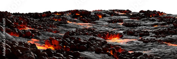 Obraz Frame of lava and magma mountain rock with isolated on transparent background - PNG file, 3D rendering illustration, Clip art, cut out and element
