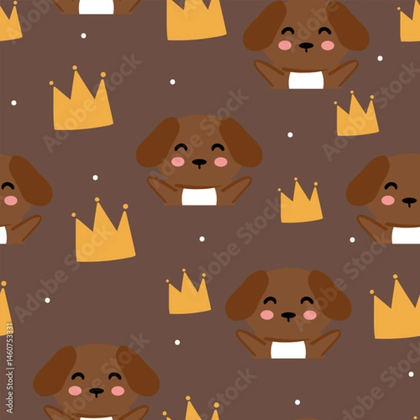 Fototapeta Seamless pattern cartoon puppy brown cute. cute wallpaper and pattern for gift wrap paper