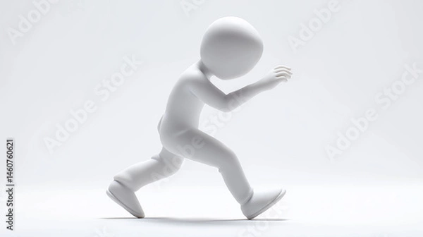Fototapeta 3D-Figuren in Lauf- und Startpositionen – Minimalistisches Konzept auf weißem Hintergrund. Künstliche Intelligenz KI