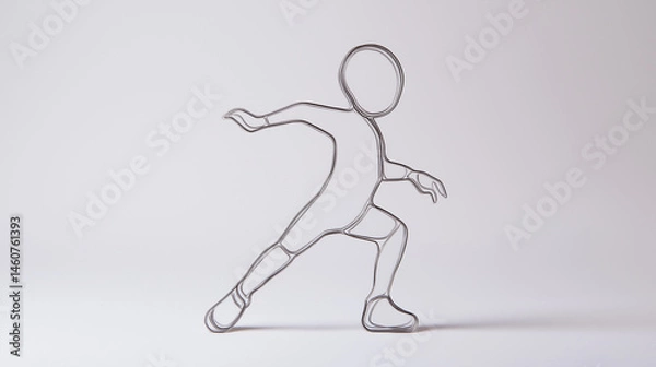 Fototapeta 3D-Figuren in Lauf- und Startpositionen – Minimalistisches Konzept auf weißem Hintergrund. Künstliche Intelligenz KI