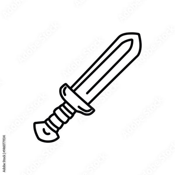 Fototapeta Simple Sword with Bold Black Outline on Transparent Backdrop
