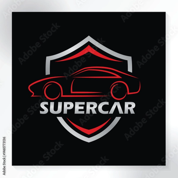 Fototapeta Super Car Modern Logo with Shield