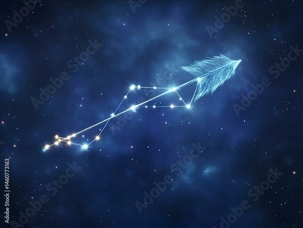 Fototapeta sagittarius constellation: starry night sky, celestial navigation, abstract design