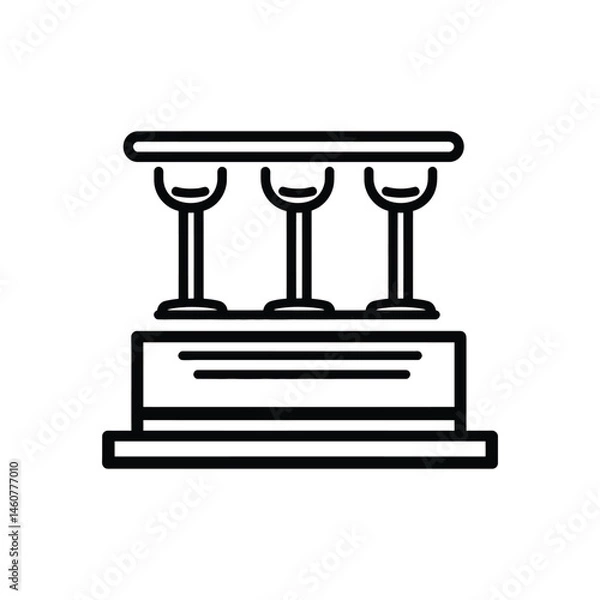 Fototapeta Three Trophies on Pedestal in Line Art Style over Transparent Background Design