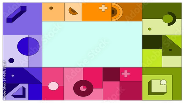 Fototapeta Colorful Geometric Shapes in Modern Art Style for Creative Projects with Copy Space