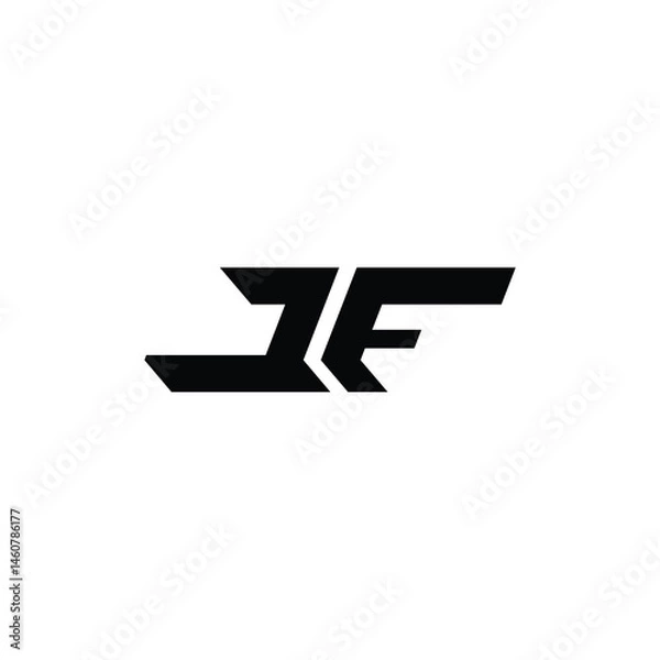 Fototapeta JF monogram logo design letter text name symbol monochrome logotype alphabet character simple logo
