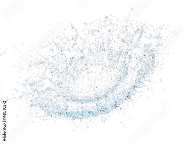 Fototapeta 3d water splash transparent, clear blue water scattered around isolated. 3d render illustration