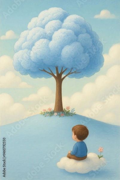 Obraz A Boy, A Tree, A Sky