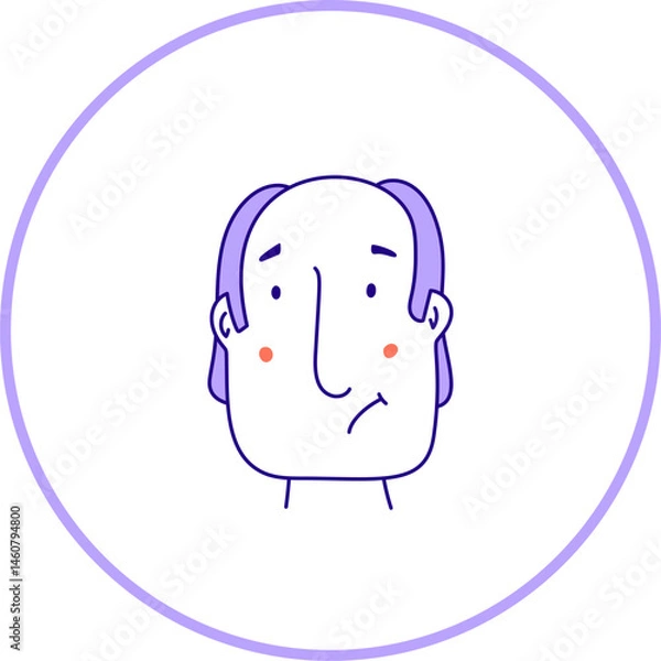 Fototapeta Hand drawn doodle face. Simple avatar portrait of men, woman various ages for social media, apps, icons, website