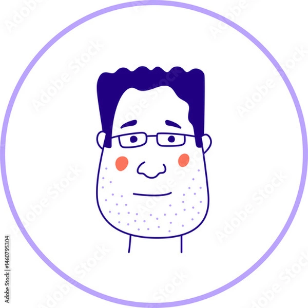 Fototapeta Hand drawn doodle face. Simple avatar portrait of men, woman various ages for social media, apps, icons, website
