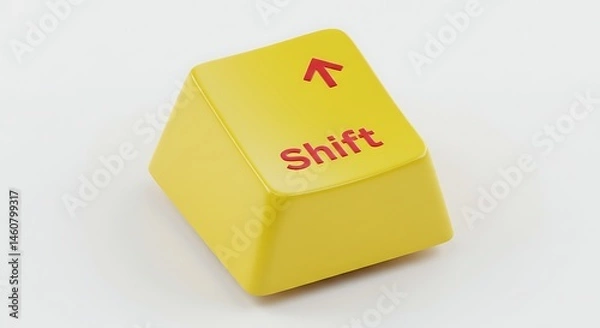 Fototapeta Yellow Shift Key with Red Arrow on White Background for Computer Use