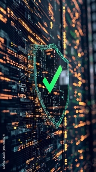 Obraz Cybersecurity shield over server data