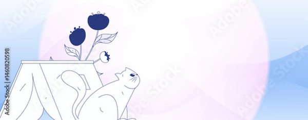 Fototapeta Character reading quietly vector concept operation hand drawn illustration
