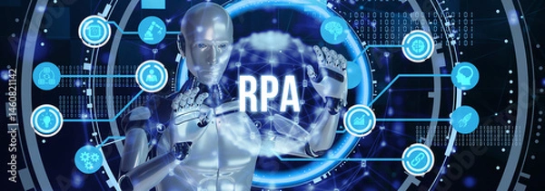 Obraz RPA Robotic process automation innovation technology concept. Business, technology, internet and networking concept. 3d illustration
