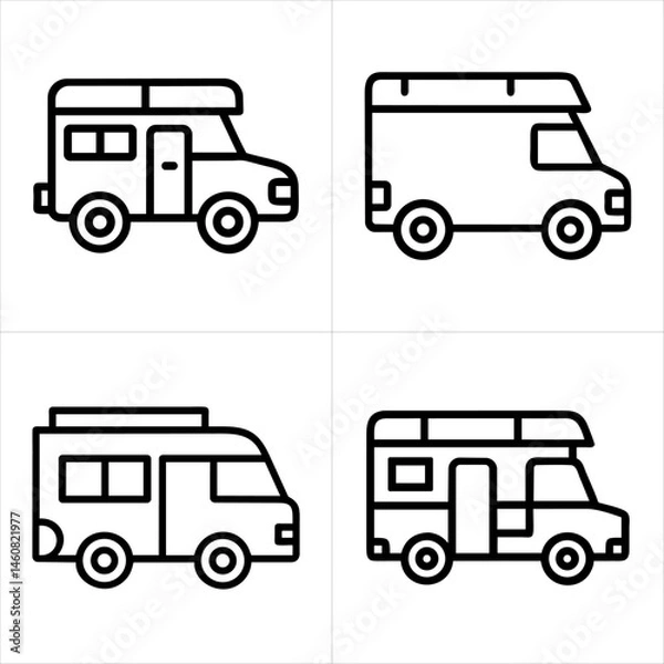 Fototapeta camping car icon set
