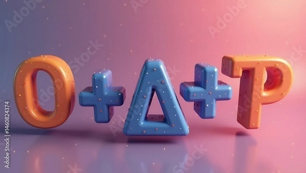 Fototapeta Math equation symbols (+,-,×,÷) floating, 3D design