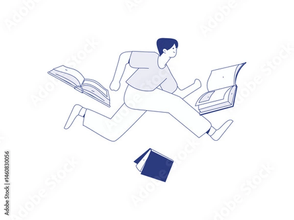 Obraz Character reading quietly vector concept operation hand drawn illustration
