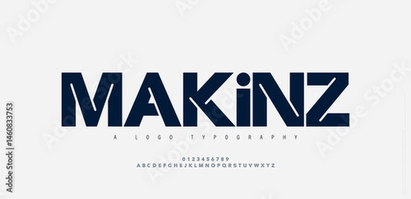 Fototapeta Modern minimal logo alphabet font. Typography abstract sans serif technology, electronic, movie, future, creative logos fonts. vector illustration