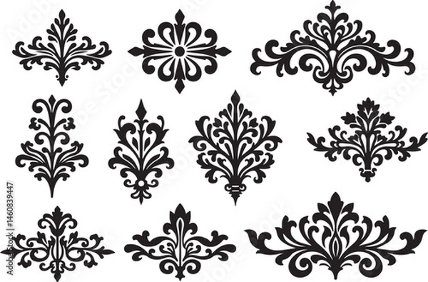 Fototapeta Vintage Scrollwork and Floral Frame Bundle – Laser Ready Vectors

